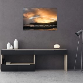 Tablou - plaja cu cerul întunecat (90x60 cm)