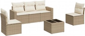 vidaXL Set canapele de grădină cu perne, 6 piese, bej, poliratan