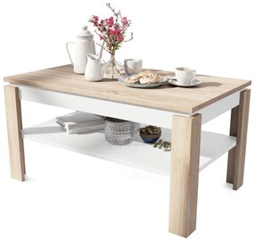Măsuță de cafea pliabilă cu blat rabatabil cu raft ADEN stejar sonoma/alb