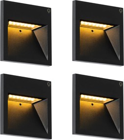 Set de 4 Aplice Moderne de Perete Încastrate Negre cu LED Inclus - Gem 2