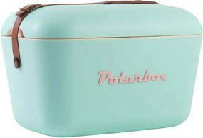 Geanta frigorifica Polarbox Classic, 12 litri, Polistiren AIRPOP, 5-15°C pana la 24 h, Curea clasică din piele, Albastru/Roz