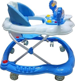Premergator reglabil in 3 trepte NOVOKIDS™ Baby C, cu melodii, roti silentioase din silicon, Ratusca, Pliabil, Albastru