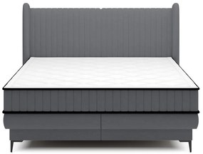 Pat matrimonial 140 cm Dalmo 140 (cu somieră) (cu sp. depozitare) (gri negru + negru). 1099686