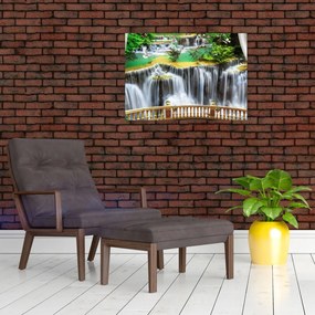 Tablou pe sticlă - Privire la cascade magice (70x50 cm)