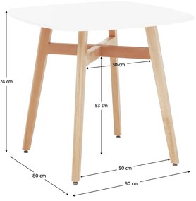 Masa dining, alba natural, 80x80 cm, DEJAN 3 NEW