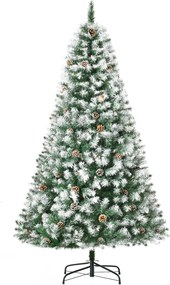 HOMCOM Brad de Crăciun Înzăpezit cu Conuri, Brad Artificial cu Deschidere Automată și Bază Pliabilă, Ø103x180 cm, Verde | Aosom Romania