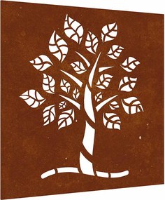 vidaXL Decor perete de grădină 55x55 cm design copac oțel Corten