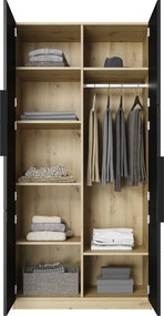 Dulap Asha 100 cm și mânere metalice - artisan / negru mat / mânere negre