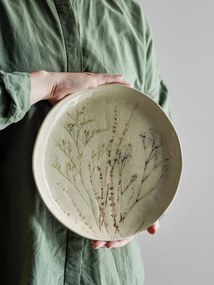 Farfurie din ceramică cu flori de câmp aplicate manual, D27,5×H3 cm, „Bea"