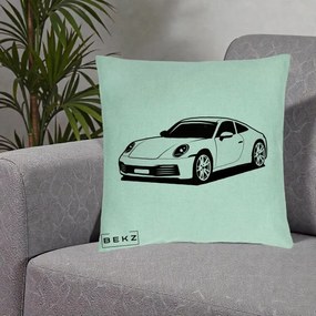 Perna Personalizata Porsche 911 Silueta, 40x40 cm, Verde Menta, Husa Detasabila, Perna Inclusa, BEKZ®