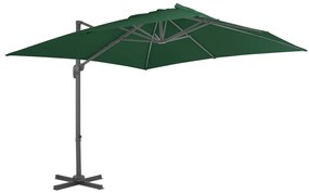 Umbrelă suspendată cu stâlp din aluminiu, verde, 400x300 cm
