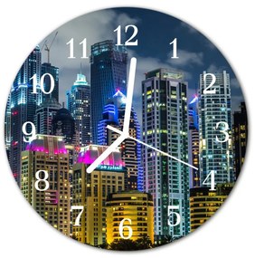 Ceas de perete din sticla rotund Oraș Oraș Multi-colorat