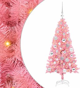 vidaXL Brad de Crăciun cu 150 LED cu suport Roz 120 cm PVC