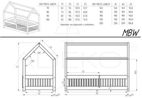 Pat pentru copii în culoare naturală de tip casă din lemn de pin 90x180 cm Mila MBW – Adeko