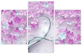 Tablouri cu flori pe trunchi argintiu - abstract (90x60 cm)