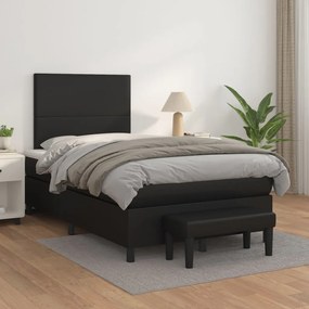 3137533 vidaXL Pat continental cu saltea, negru, 120x200 cm, piele ecologică