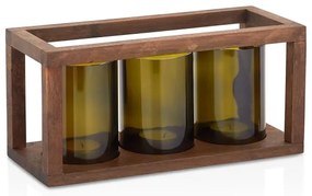 Sfeșnic 13x28 cm lemn/sticlă