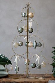 Brad decorativ pentru globuri, din metal, finisaj alamă antichizată, H120 cm