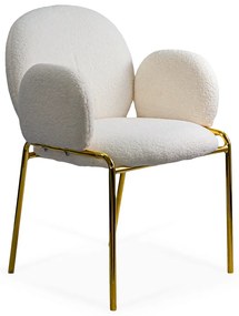 Scaun dining crem din material boucle cu aspect elegant BUC 282