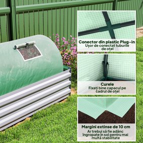 Outsunny Seră de Grădină Tunel cu 5 Ferestre Rulante din Oțel, PE și PP, 300x80x45 cm, Verde | Aosom Romania