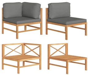 316116 vidaXL Set mobilier grădină cu perne gri închis, 2 piese, lemn de tec