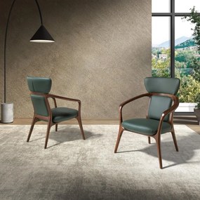 Scaun cu brate LUX design italian, Piele Sintetica Verde Inchis