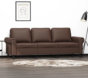 Canapea cu 3 locuri, maro, 180 cm, piele ecologica Maro, 212 x 77 x 80 cm