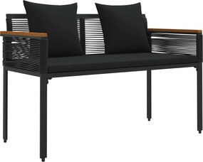vidaXL Bancă de exterior cu pernă Negru 117 x 54 x 74.5 cm poliratan