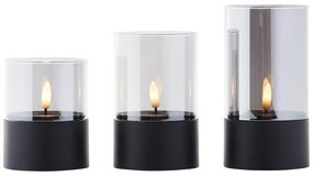 Brilliant - Set 3x lumânări LED BOUGIE LED/2xAA IP44 negru/fumuriu