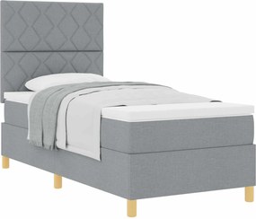 vidaXL Pat cu arcuri cu saltea Gri deschis 100 x 200 cm țesătură