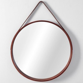 Oglinda rotunda cu rama din lemn LOFT D.Brown 50 cm