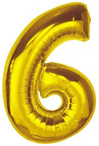 Numere Gold Balon Foilie Numărul 6 Auriu 92 cm