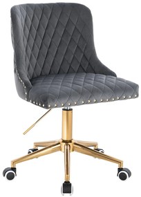 HR940K Scaun Grafit din Catifea cu Bază Aurie