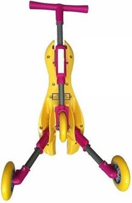 Trotineta pliabila pentru copii NOVOKIDS™ Scuttle Bug, Cadru metalic, 1-4 ani, maxim 20 kg, 3 roti din silicon, Stabilitate mare, Roz