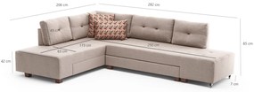 Coltar Extensibil Petra Crem, Stanga, 282 x 85 x 206 cm