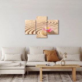 Tablou cu piatră și floare pe nisip (90x60 cm)