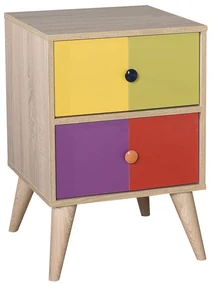 Noptieră Kiran 2 (stejar + multicolor). 1108554