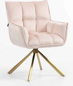 HR560 BAZĂ STEA Scaun Catifea Roz Pudra cu Bază Aurie