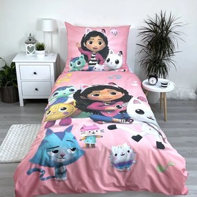 Lenjerie de pat pentru copii din bumbac pentru pat de o persoană 140x200 cm Gabby's Dollhouse – Jerry Fabrics