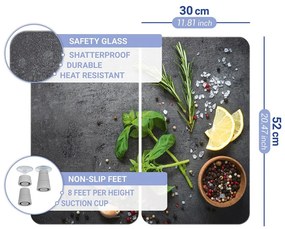 Set 2 protecții din sticlă pentru aragaz Wenko Universal Herbs
