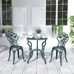 Outsunny Set Elegant de Grădină 2 Persoane, 2 Scaune si Masă Rotundă în Stil Neo-Retro, verde | Aosom Romania