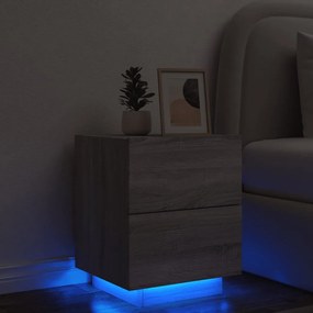 Noptiera cu lumini LED, sonoma gri, lemn prelucrat