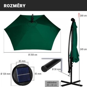 STILISTA Umbrelă de grădină cu LED și mâner, 350 cm, bej