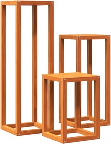vidaXL Suporturi de plante, 3 buc., maro ceruit, lemn masiv de pin