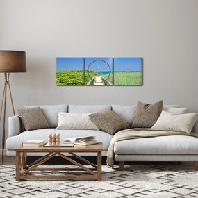 Tablou - Peisaj și curcubeu (cu ceas) (90x30 cm)