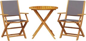 vidaXL Set mobilier bistro, 3 piese, textil antracit/lemn masiv