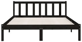 Cadru de pat, negru, 140x200 cm, lemn de pin masiv Negru, 140 x 200 cm
