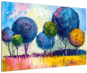 Tablou - Copaci, pictură în ulei (90x60 cm)