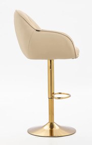 HR2055W Scaun Crem din Piele Ecologica cu Bază Aurie