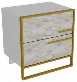 Noptiera Polka, 50 x 38.5 x 51.8 cm, Alb / Auriu